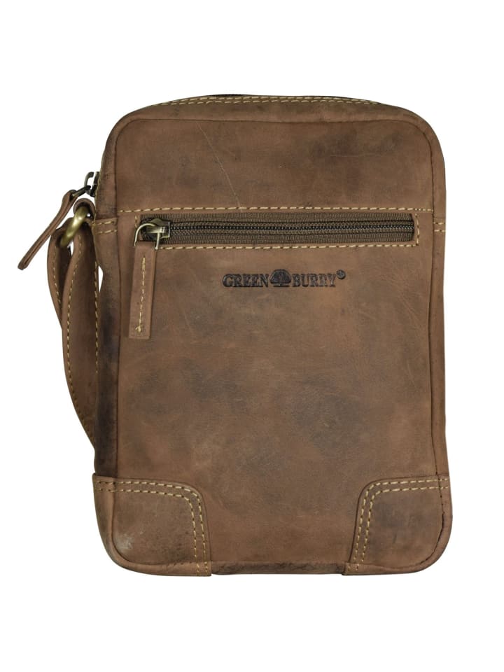 

Greenburry Винтажная кожаная сумка через плечо, 18 см, коричневого цвета