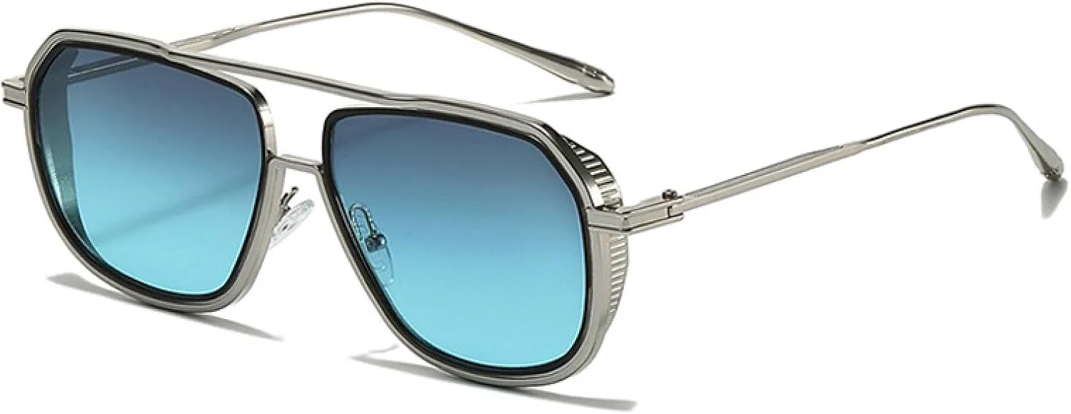 

Ретро-солнцезащитные очки с двойной перемычкой для женщин, защита от УФ-излучения UV400, модные мужские очки в стиле панк, роскошные TVTBBVV, Silver-grayblue