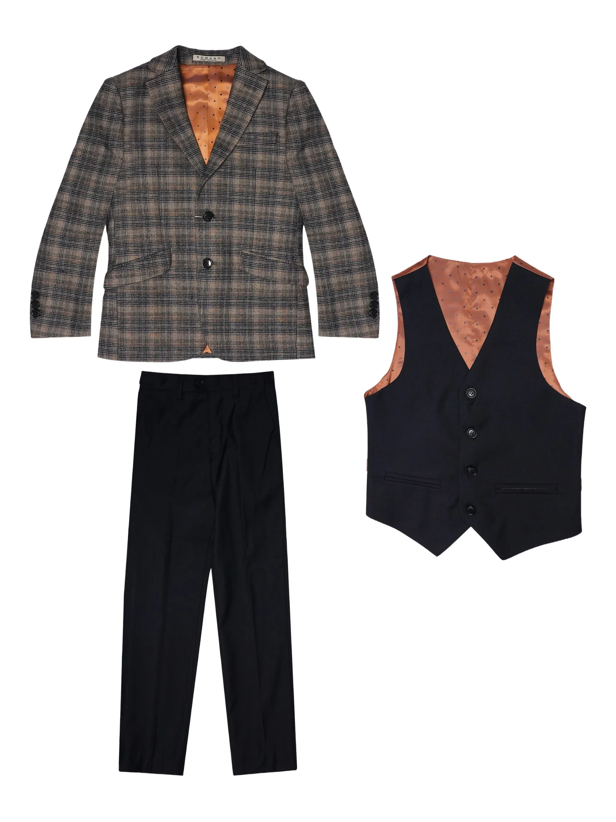 

Костюм в клетку Romano Kids, коричневый