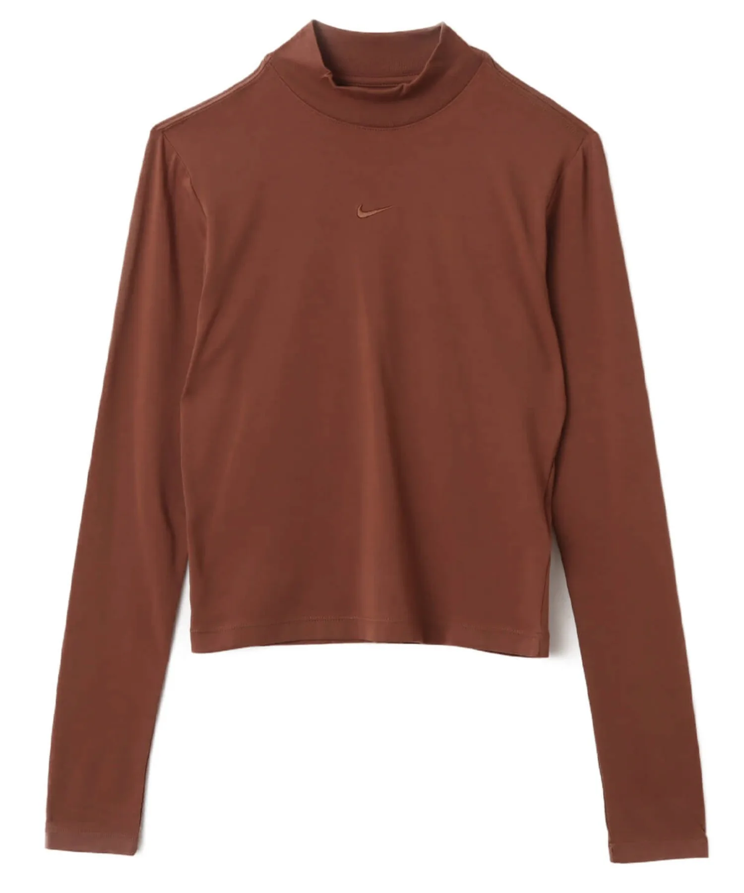 Женская футболка с длинным рукавом и вышивкой логотипа Nike NSW CHLL KNT MOCK TEE коричневая