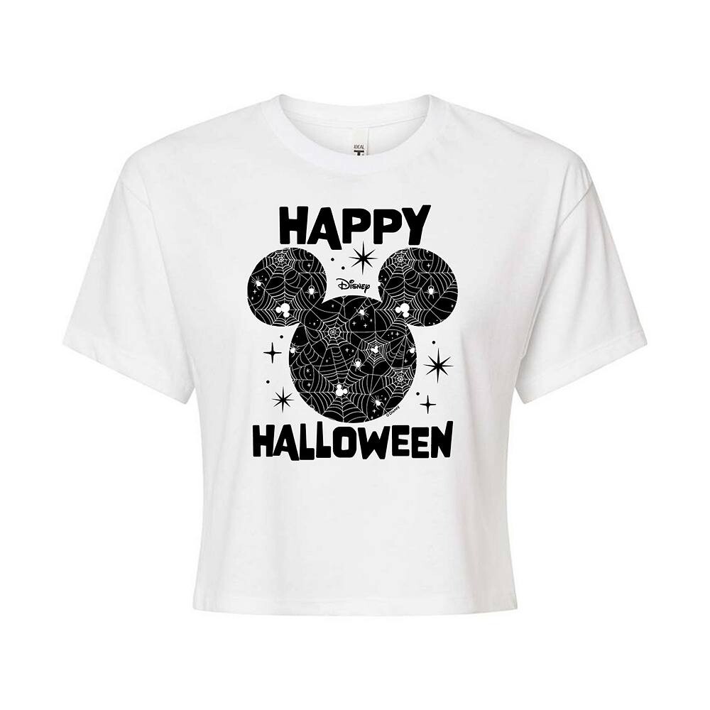 

Укороченная футболка Disney's Mickey Mouse Junior's Happy Halloween Spider Web Licensed Character, белый