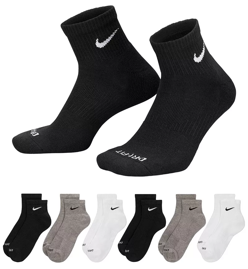 

Носки для тренировок Nike Dri-FIT Everyday Plus с мягкой подкладкой — 6 шт, цвет WHITE/CARBON HEATHER/BLK