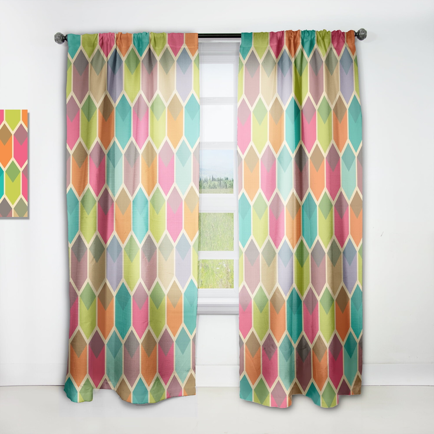 

Занавеска Designart Hexagon Retro Pattern I, мультиколор