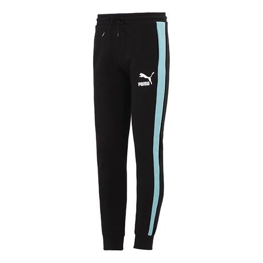 

Брюки iconic t7 track pants 'black white blue' Puma, черный