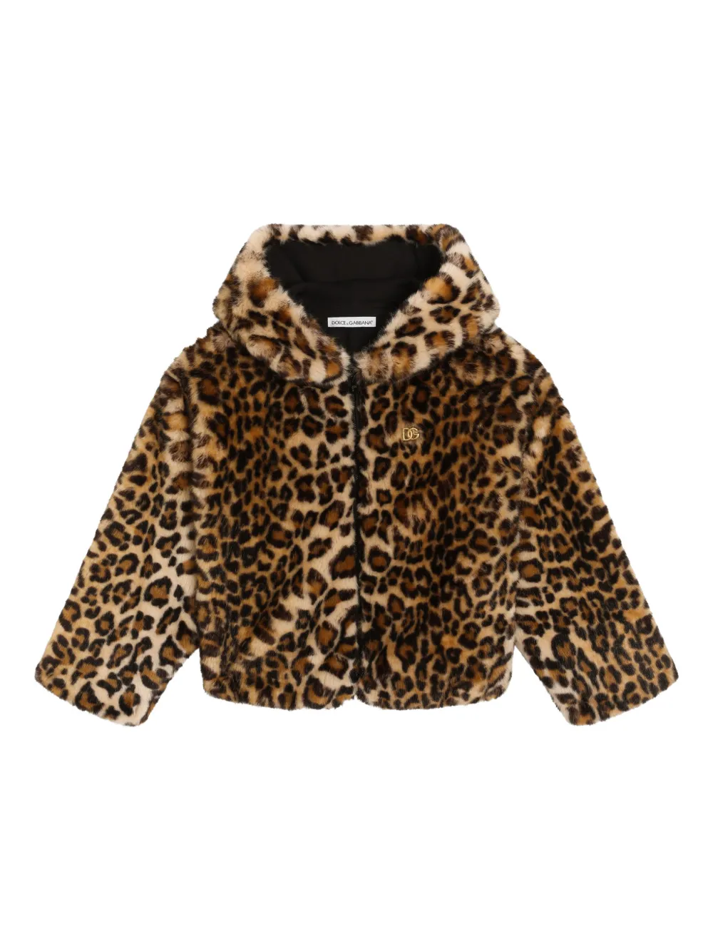 Куртка с капюшоном и леопардовым узором Dolce & Gabbana Kids, коричневый