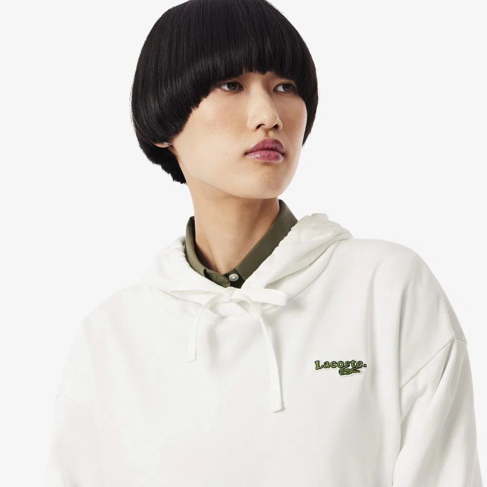 Худи-платье Lacoste Офвайт с мягким брендингом — фото 2