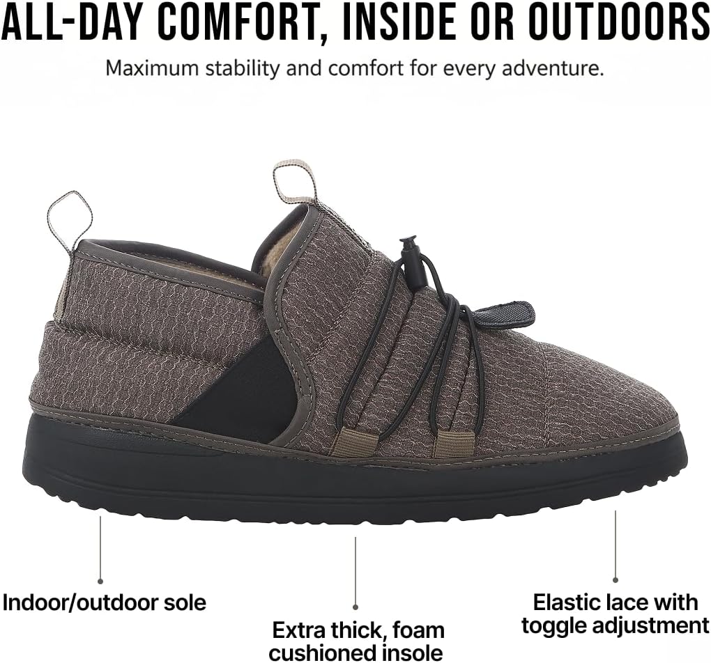 Мужские тапочки Northside Rainier Mid Camp - стеганые домашние и тапочки с подошвой из пены EVA, мягкой подкладкой и высоко сцепляющей подошвой, водоотталкивающая уютная обувь, Dark Stone — фото 2