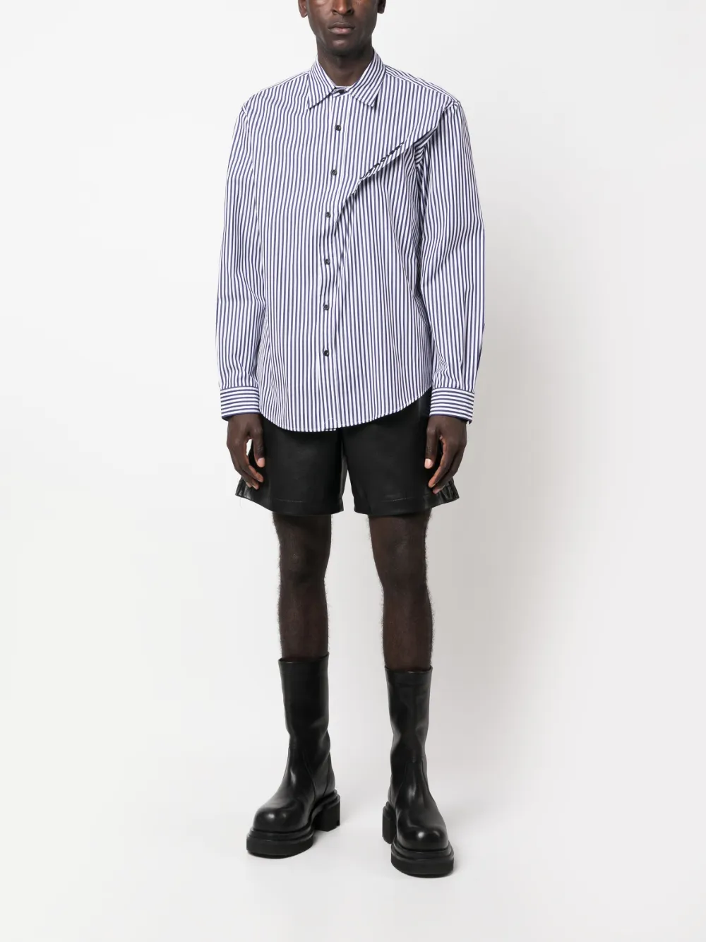 

Полосатая рубашка с вышитым логотипом Y/Project, синий