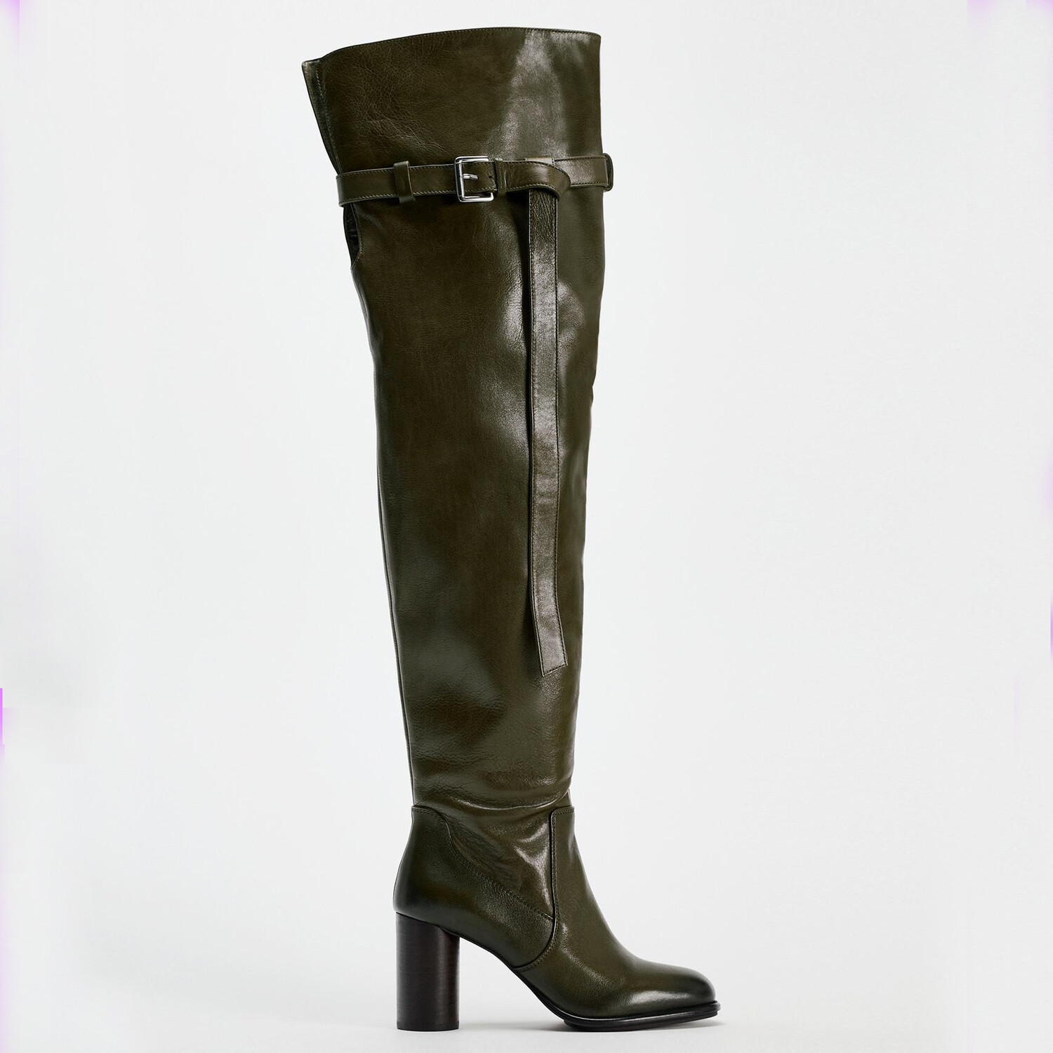 

Сапоги Zara by Carlyne Cerf Leather High-heel, темно-зеленый