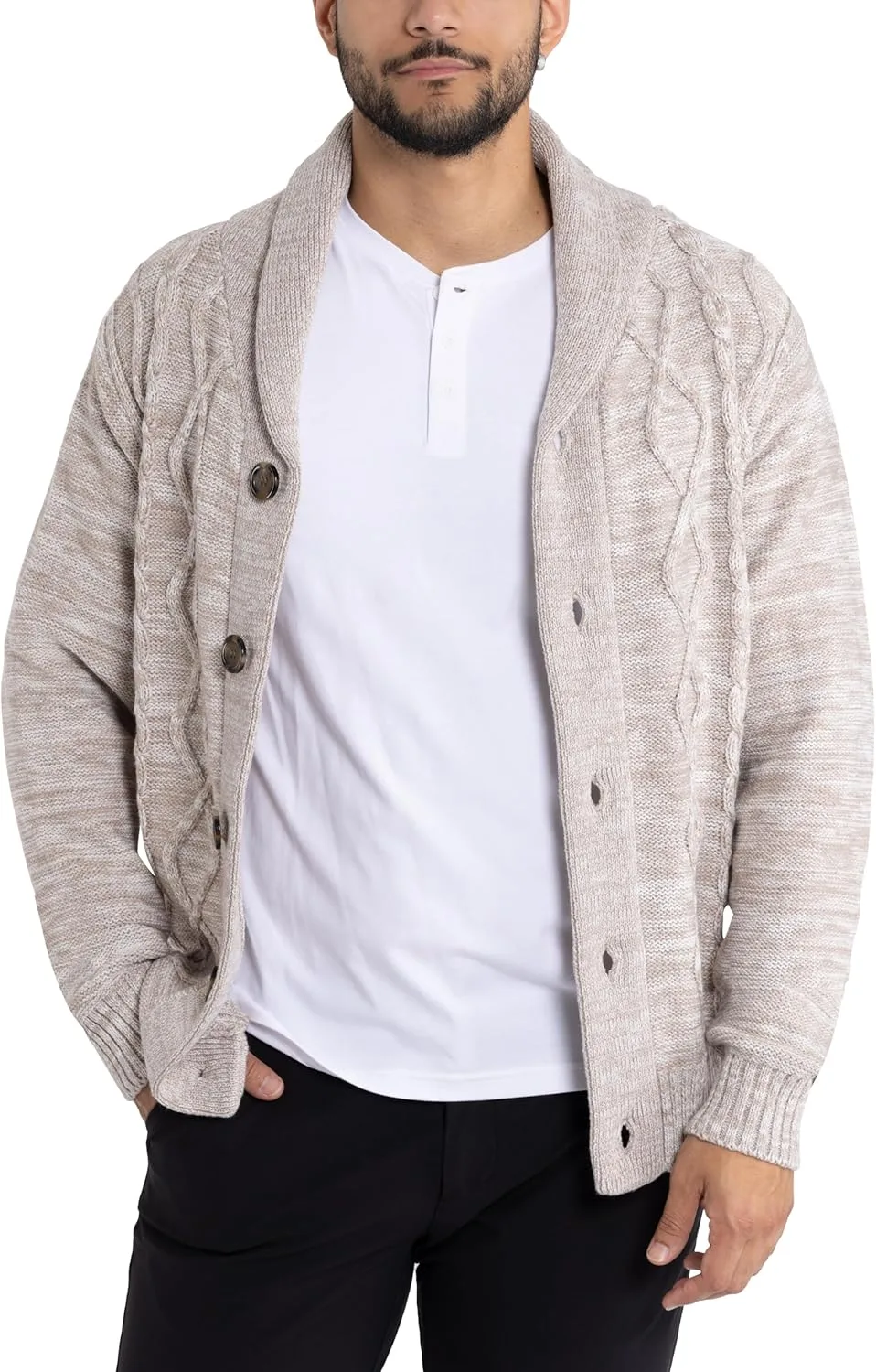 

X RAY мужской кардиган, шаль воротник, кабельная вязка