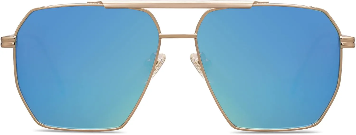 

Солнцезащитные очки SOJOS в стиле ретро, ​​большие квадратные, поляризованные, для женщин и мужчин, винтажные, классические, большие, металлические, K Gold