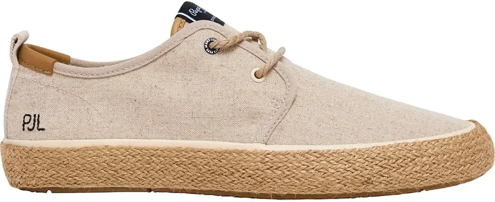 Кроссовки Pepe Jeans Port Linen White Ecru Leather Trainers