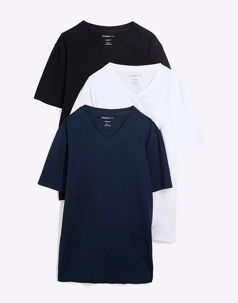 

Футболки Muscle Fit, 3 шт. в упаковке, многоцветные River Island