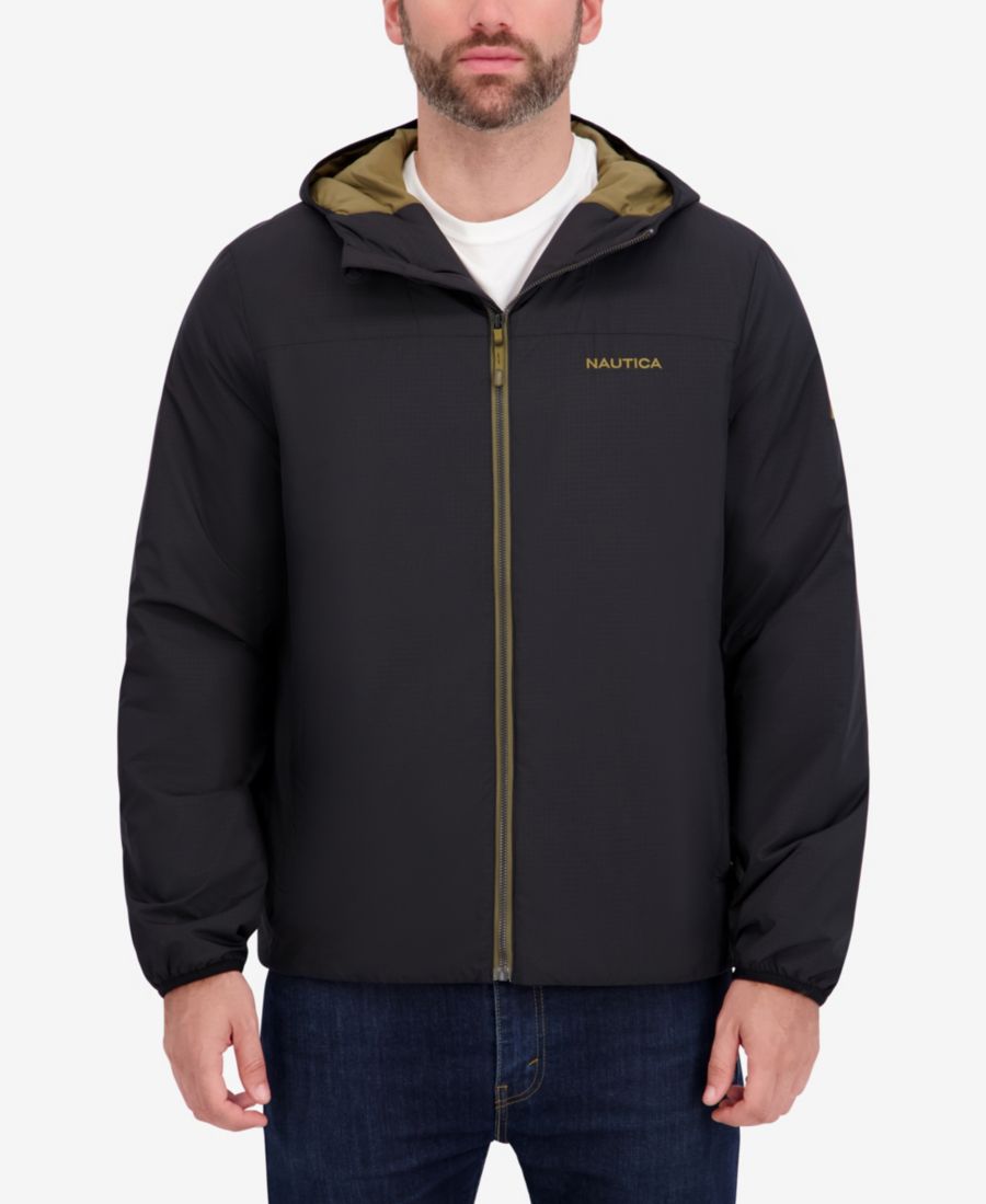 

Мужская куртка с капюшоном и застежкой-молнией в переходном стиле Nautica, Black
