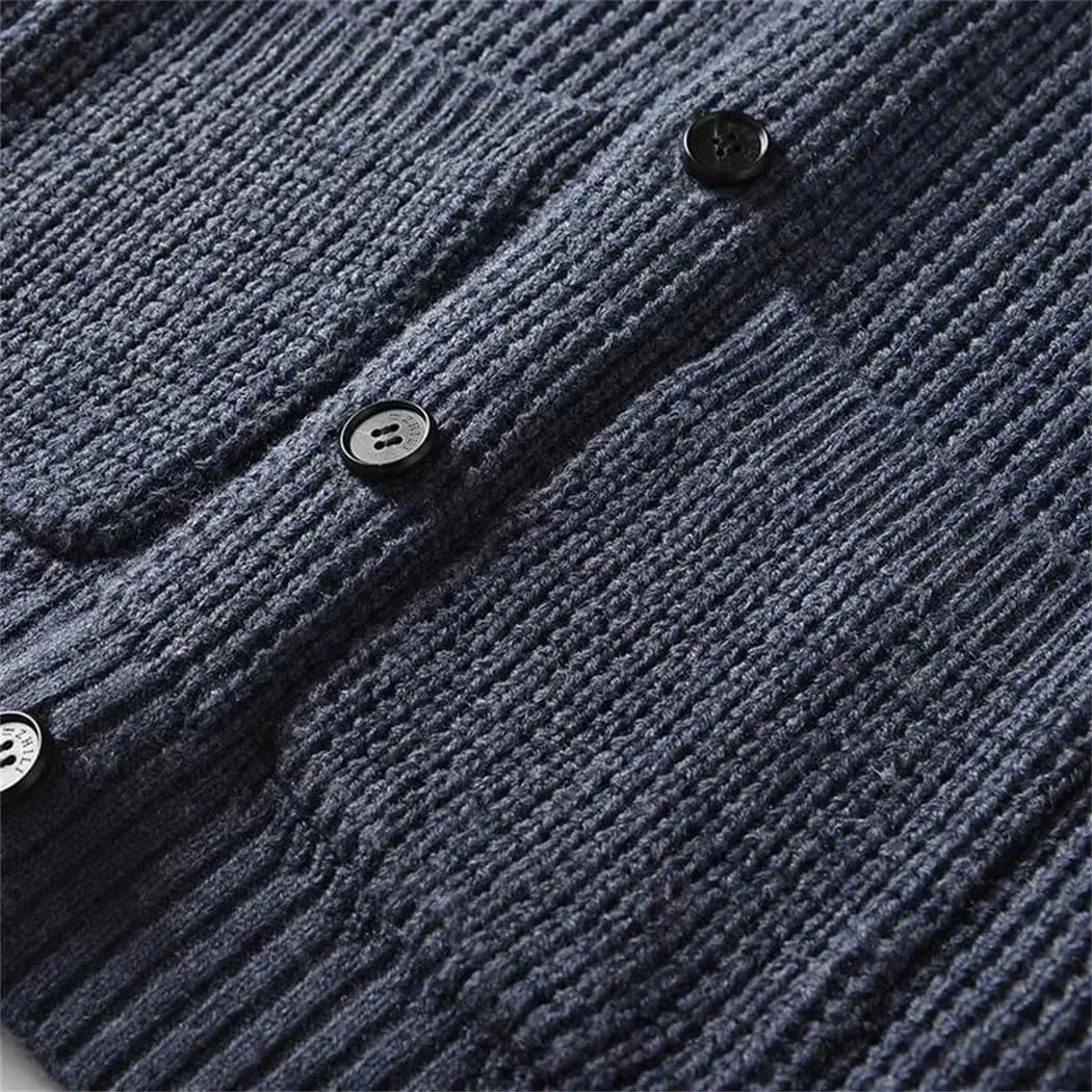 Мужской кардиган Slim Fit из шерсти с пуговицами и карманами, вязаный свитер для осени и зимы Generic, 3 — фото 4