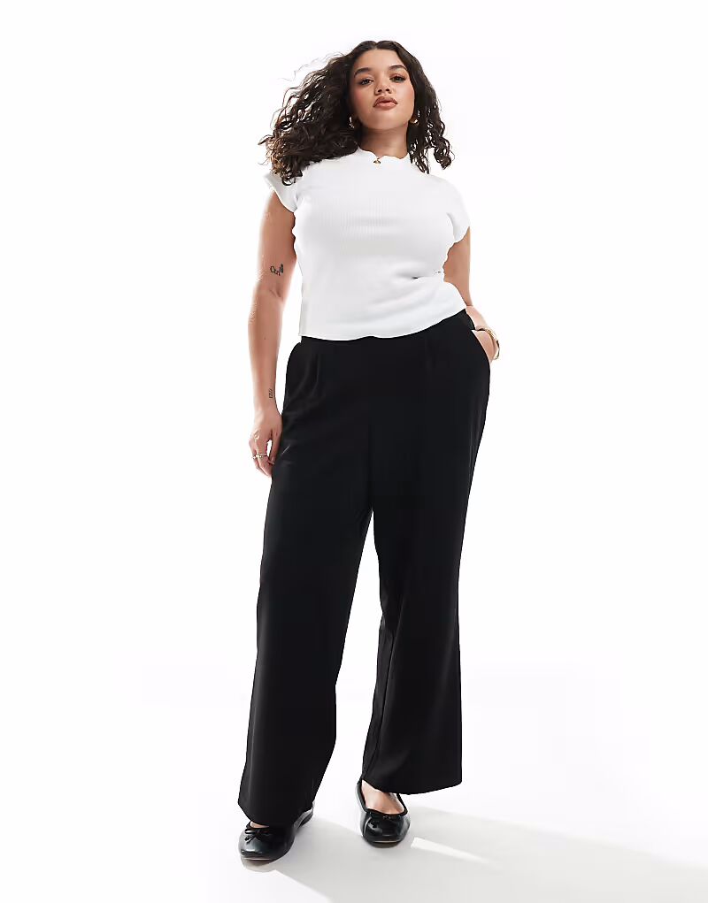 

Укороченные брюки Vero Moda Curve из трикотажного крепа черного цвета