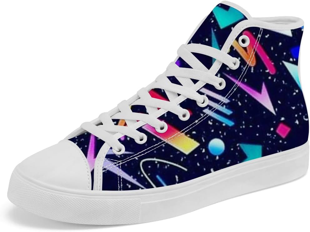 

Высокие кеды из ткани 80-х и 90-х с геометрическим узором, ретро, на шнуровке, повседневная обувь, подарок для мужчин и женщин Chebing, синий