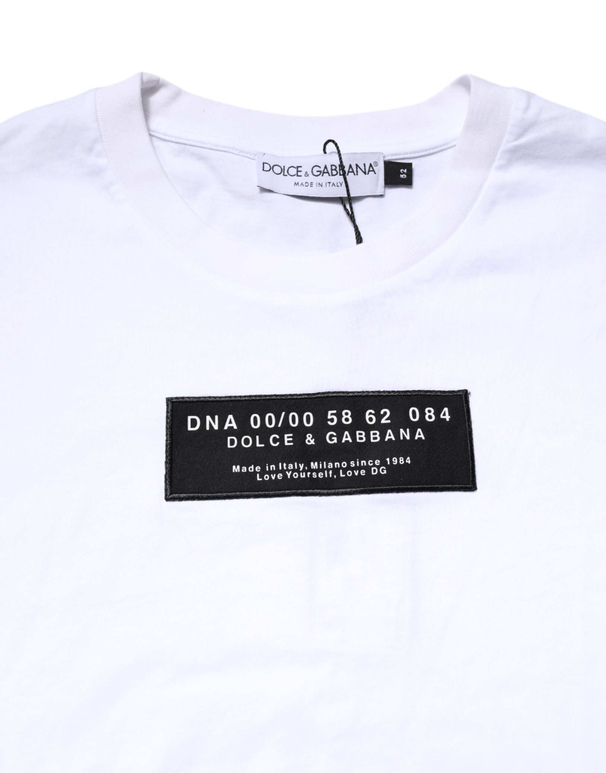 Белая хлопковая футболка с круглым вырезом и нашивкой-логотипом Dolce & Gabbana, White — фото 4
