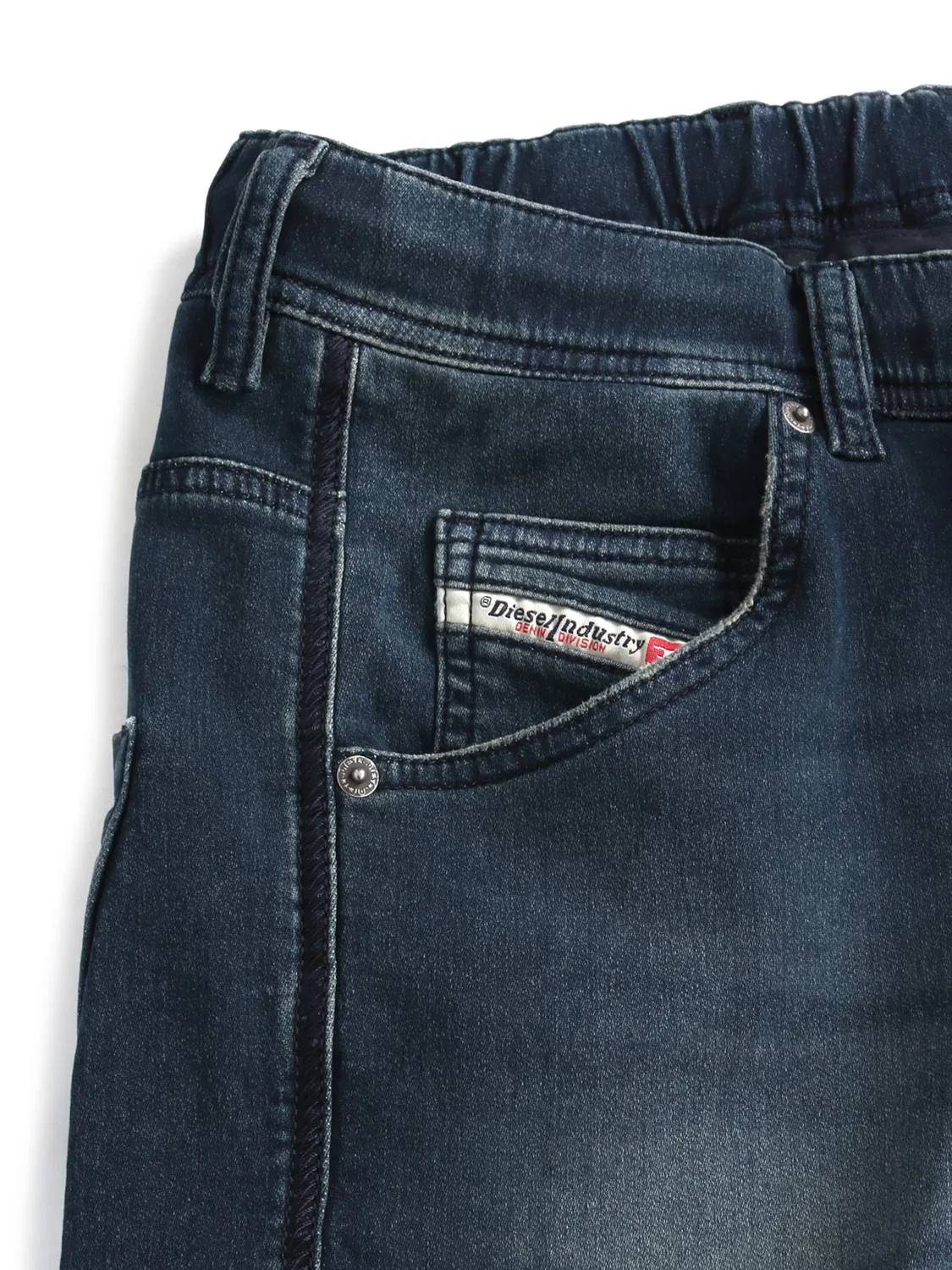 Зауженные джинсы Diesel 2030 D-KROOLEY JOGGJEANS Superstretch & Supersoft темно-синего цвета — фото 4