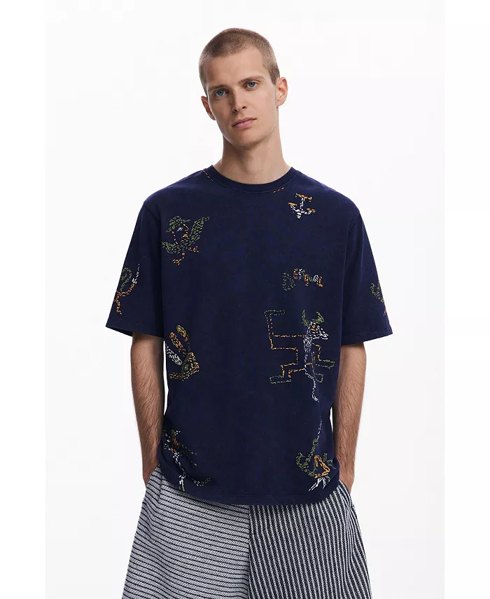 

Мужская футболка с этнической вышивкой Desigual, синий