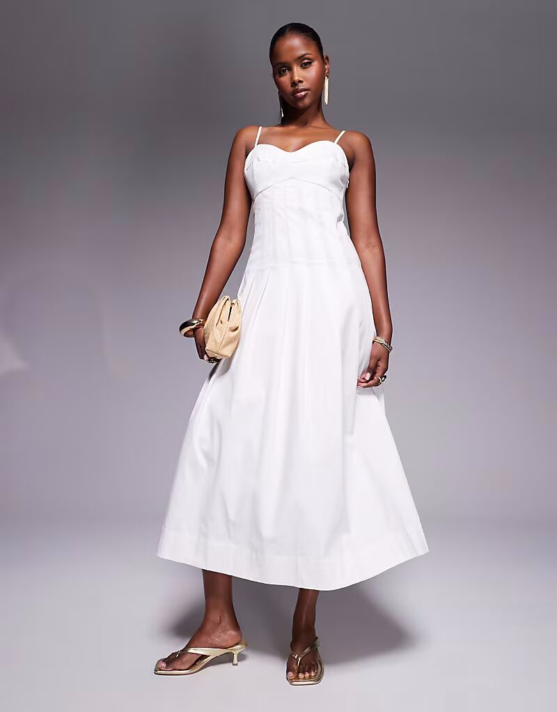 

Платье-миди с корсетом River Island белого цвета