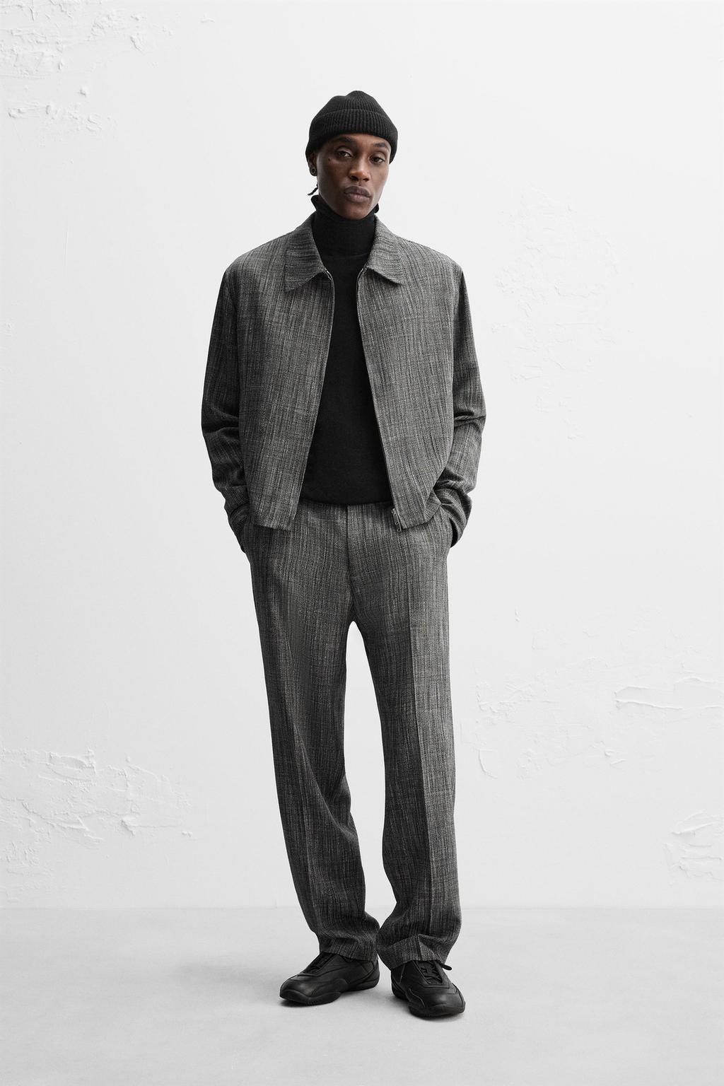 

Текстурированные брюки ZARA, цвет Black/White