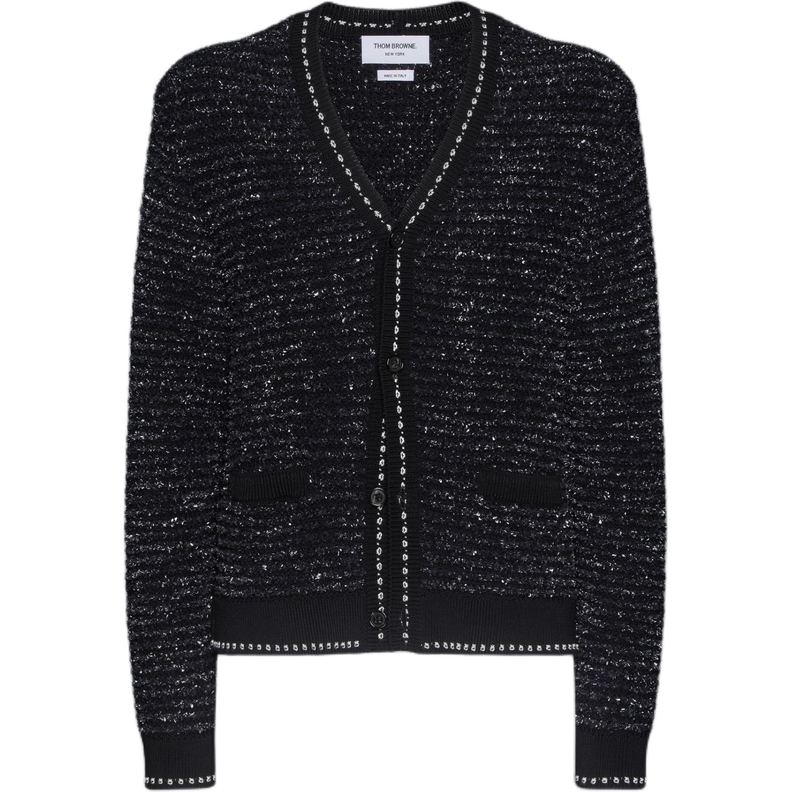 

Кардиган V-образным вырезом из твида THOM BROWNE, черный
