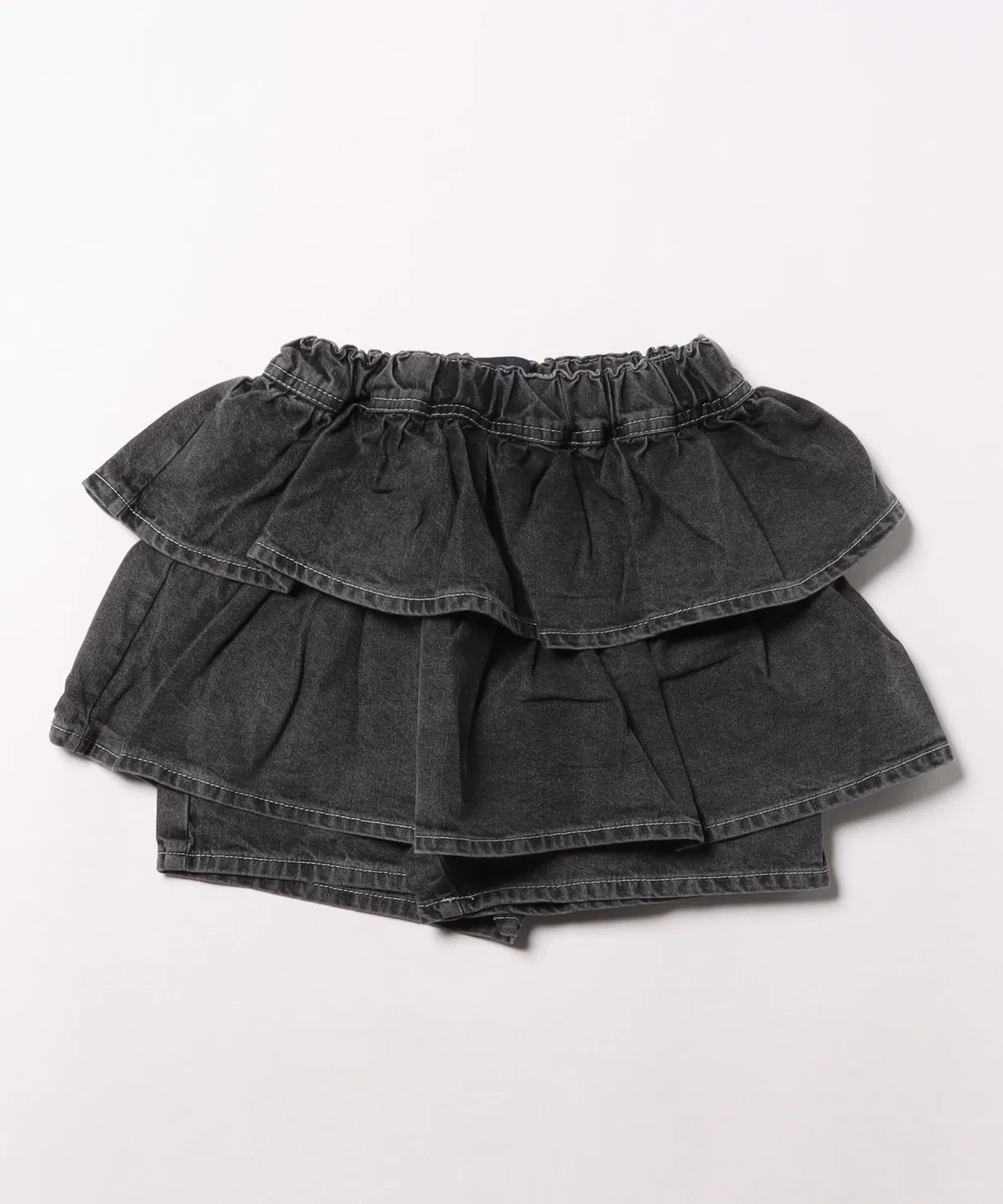 Шорты джинсовые с контактным охлаждением Atelier Denim, 2 ряда воланов, чёрный