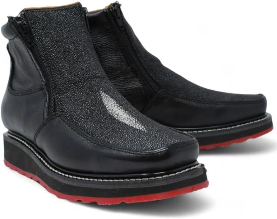 

Мужские ковбойские ботинки в западном стиле с квадратным носком из натуральной кожи с тиснением под ската, двойной плотности, с двойной молнией Generic, initial