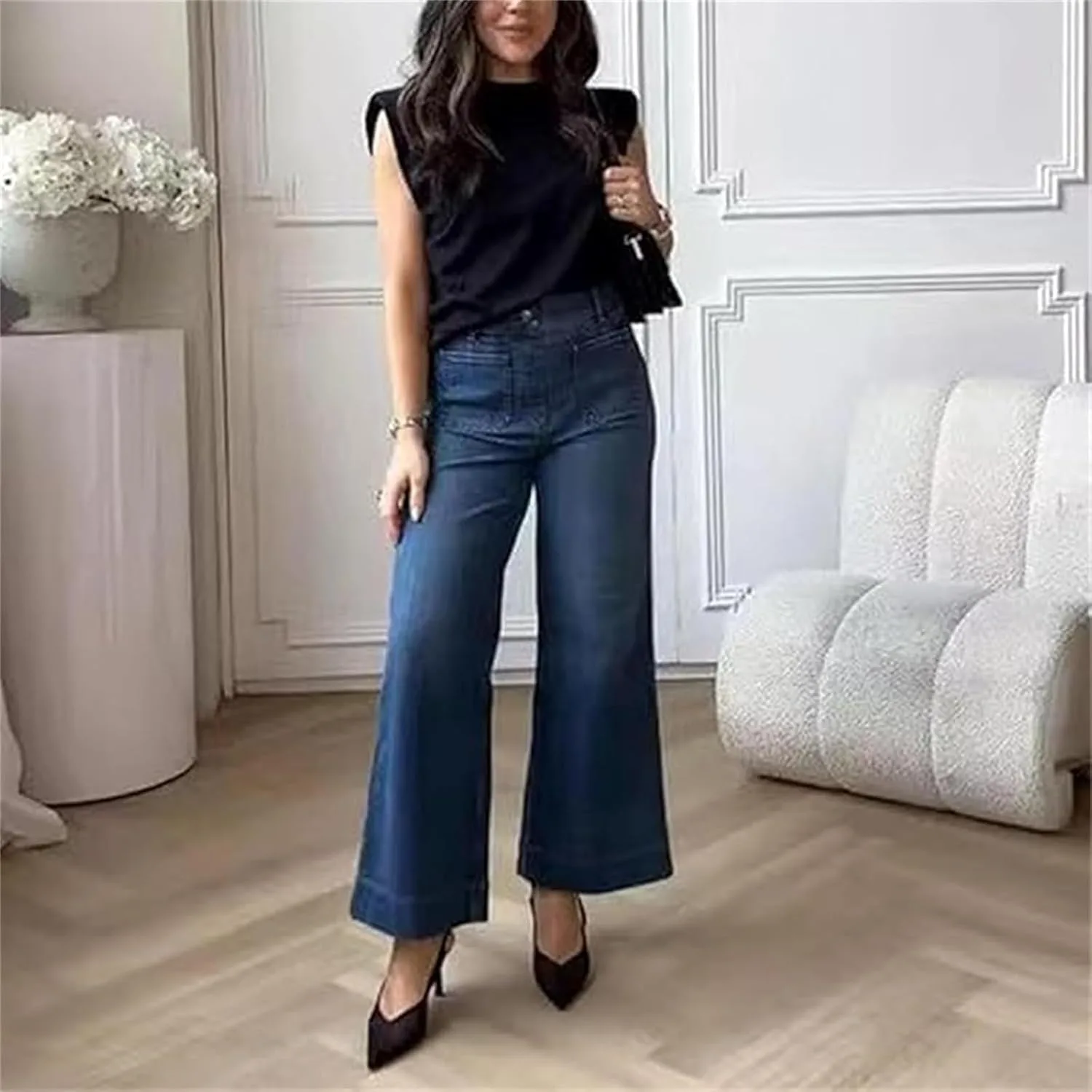 Кроп джинсы High Waisted с эффектом контроля живота — фото 2