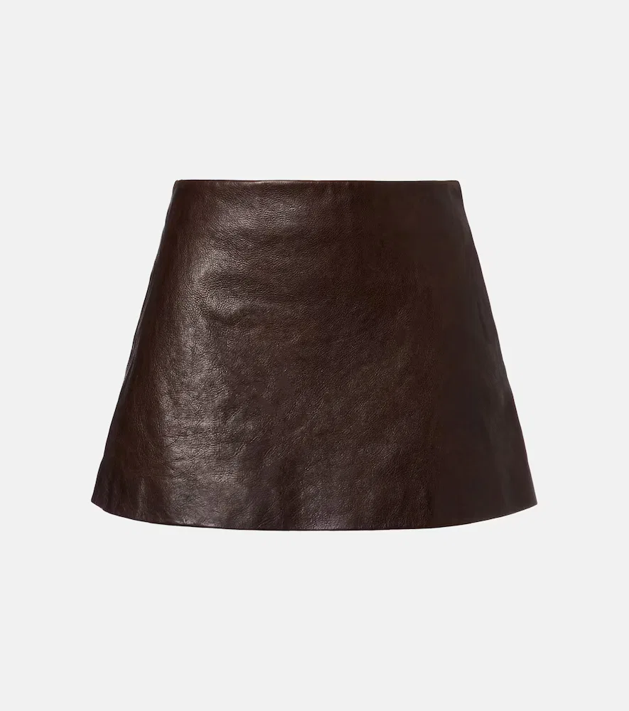 Кожаная мини-юбка Balenciaga, коричневый