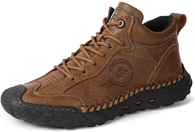 

Мужские кожаные повседневные ботинки винтажные противоскользящие плоские ботинки для вождения, деловые офисные туфли, легкие и удобные Asifn, коричневый