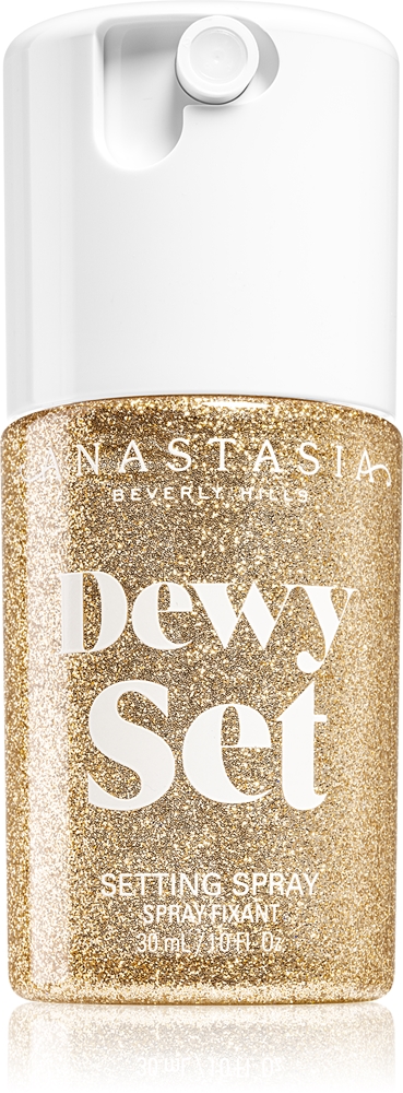 

Мини-Спрей для фиксации макияжа Dewy Set, осветляющий спрей для лица Anastasia Beverly Hills, aromatas coconut & vanilla 30 мл