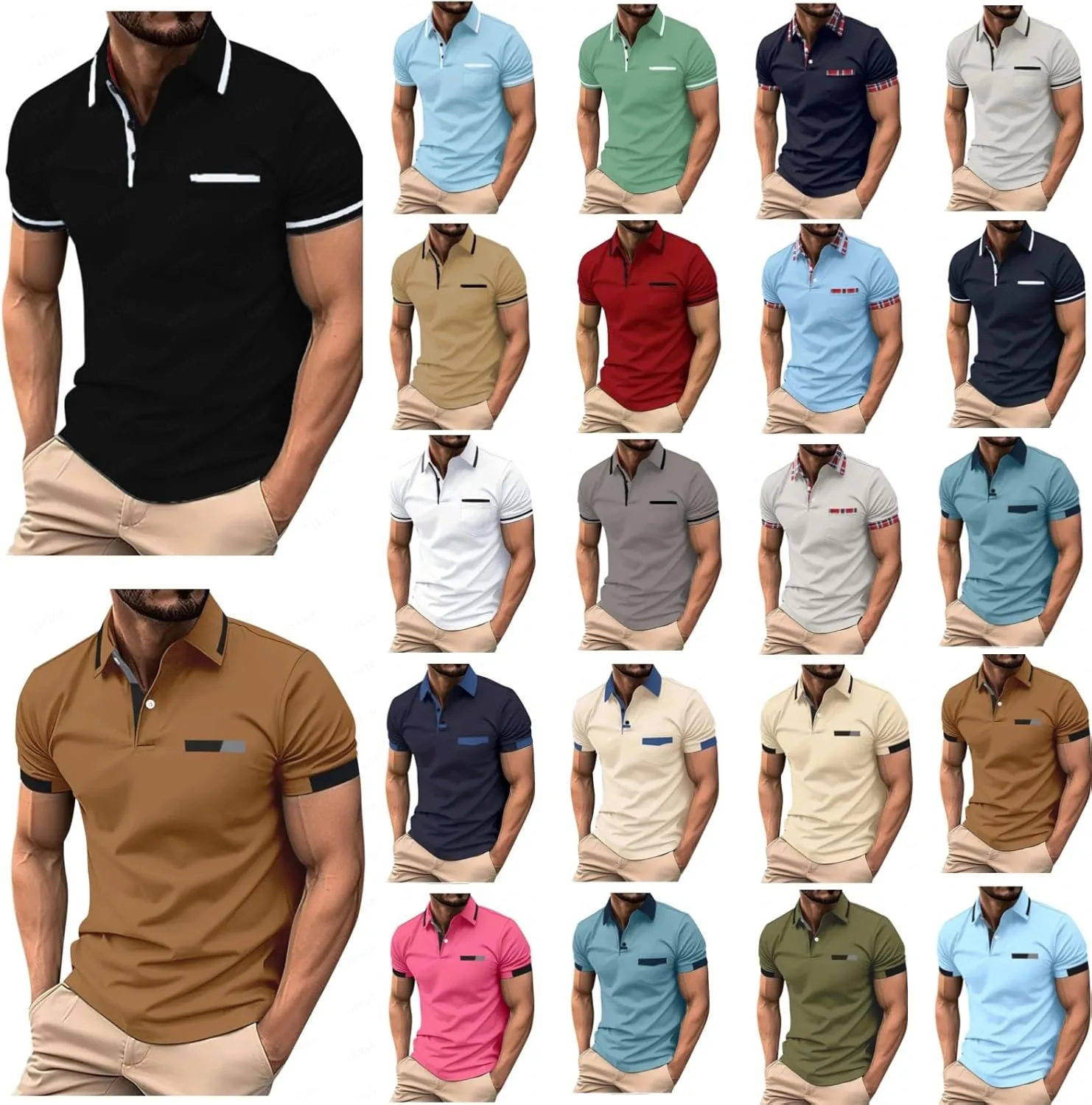 

Мужская поло Casual Solid/Colo с коротким рукавом, Slim Fit HUTJDHA