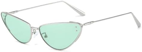 

Металлические сексуальные солнцезащитные очки «кошачий глаз» для женщин, розовые солнцезащитные очки в маленькой оправе, черные солнцезащитные очки MTZJH, Silver Green