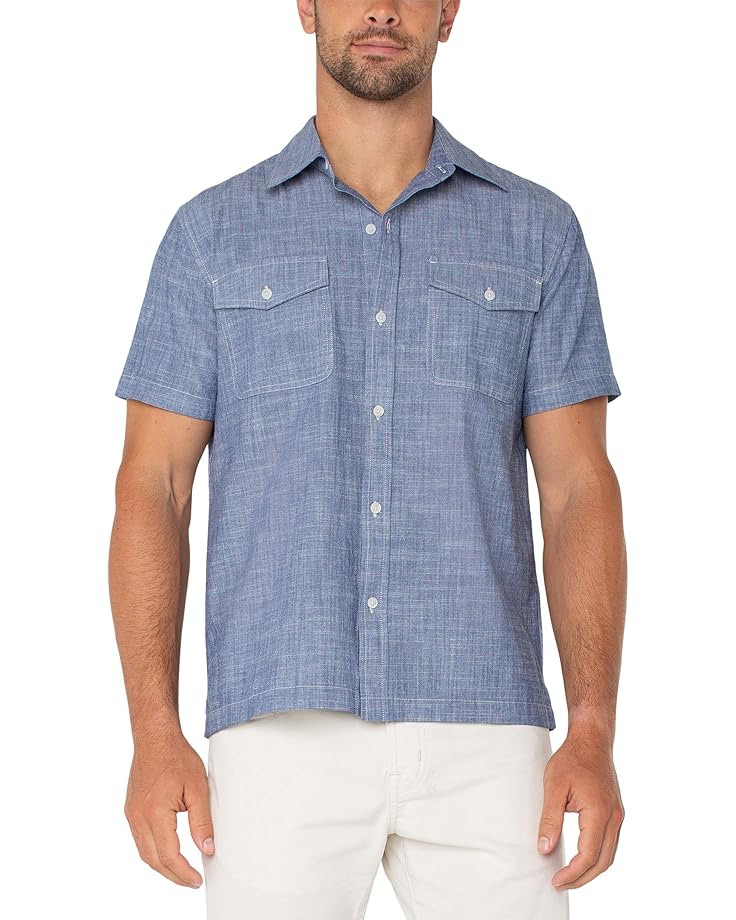 

Рубашка Liverpool Los Angeles Short Sleeve Flap Pocket Button Up Shirt, цвет Chambray