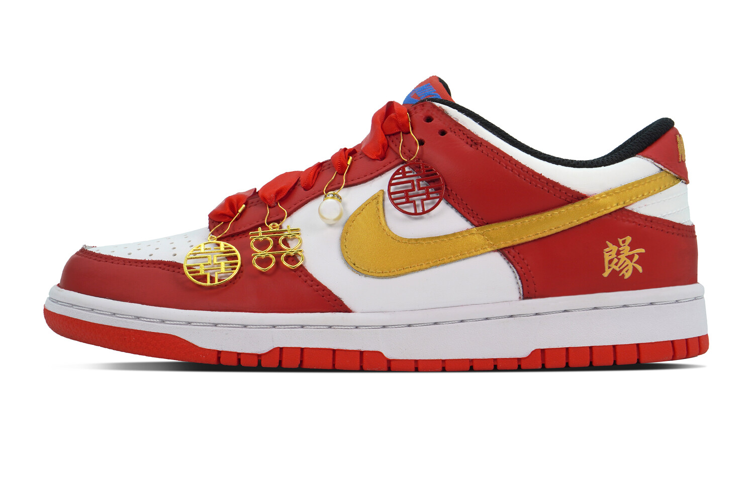 

Кроссовки Nike Dunk Skateboarding Shoes Women's Low-top White/Gold/Red, красный