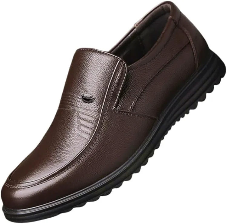 Men's Casual Flat Leather Shoes - Lightweight and Comfortable - Business - Commuting and Daily Use Fusecottc, коричневый