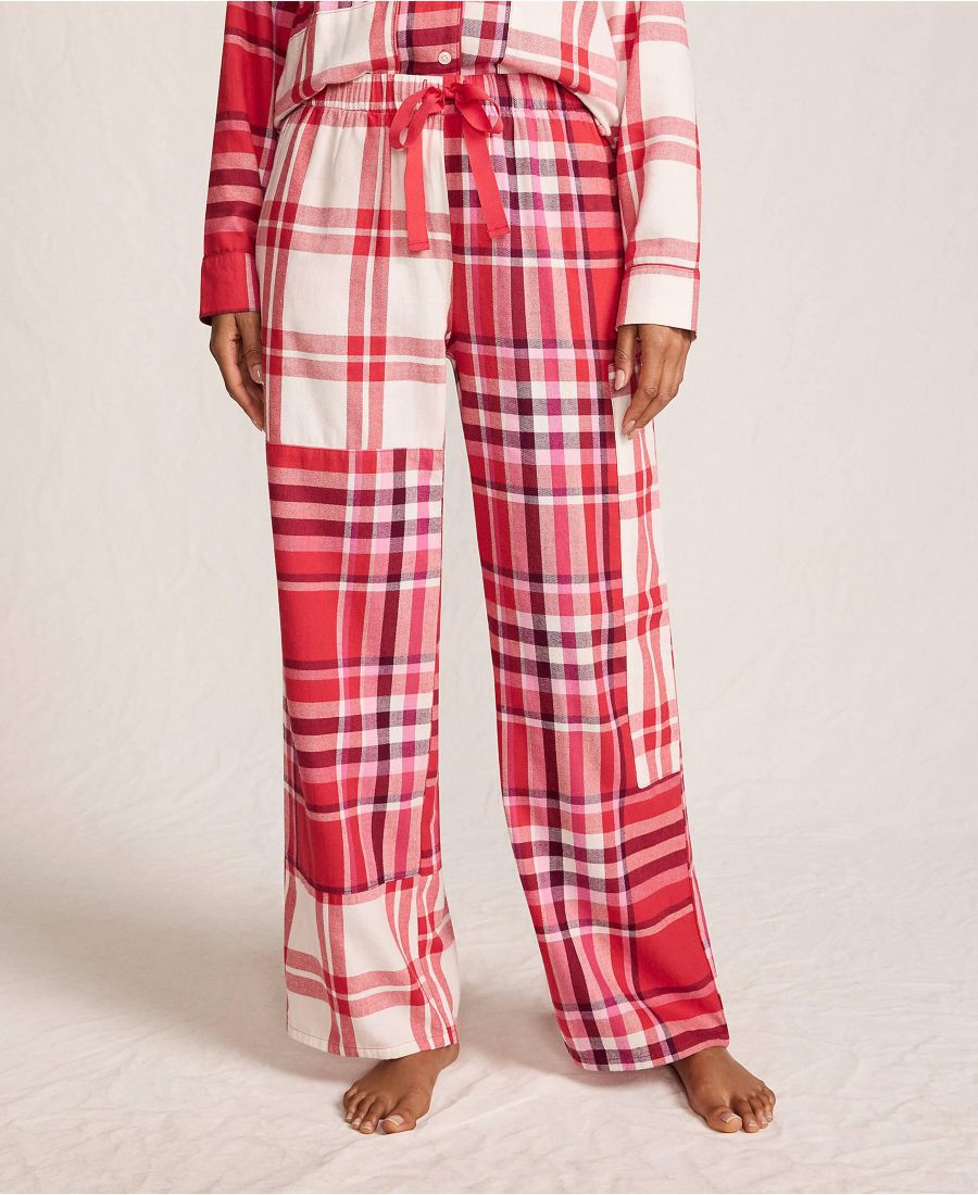 

Женские фланелевые брюки для сна с широкими штанинами и лоскутным узором Lands' End, Compass red patchwork plaid