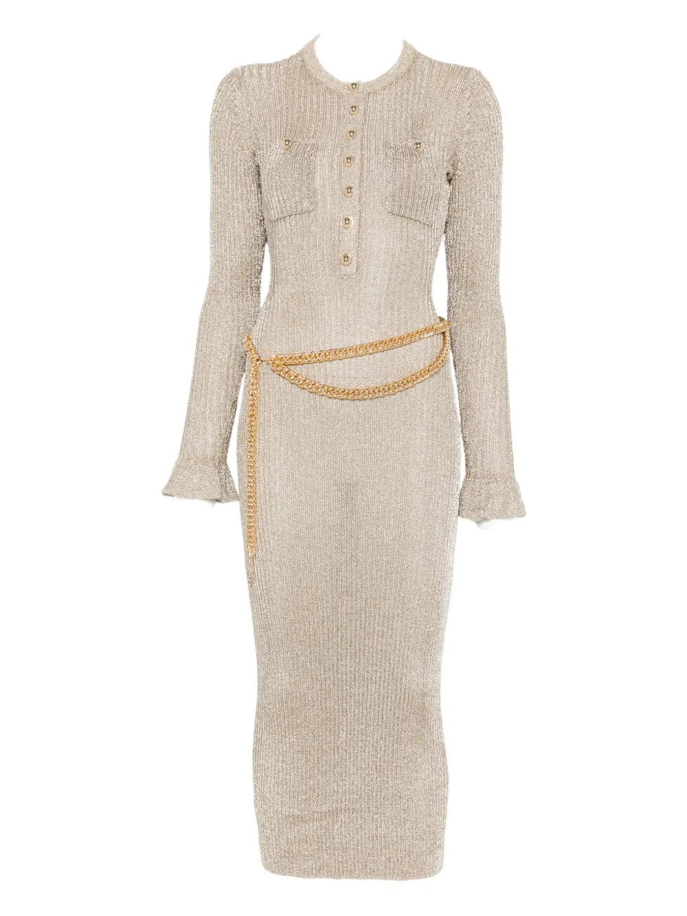 

Платье миди в рубчик Self-Portrait, золотистый