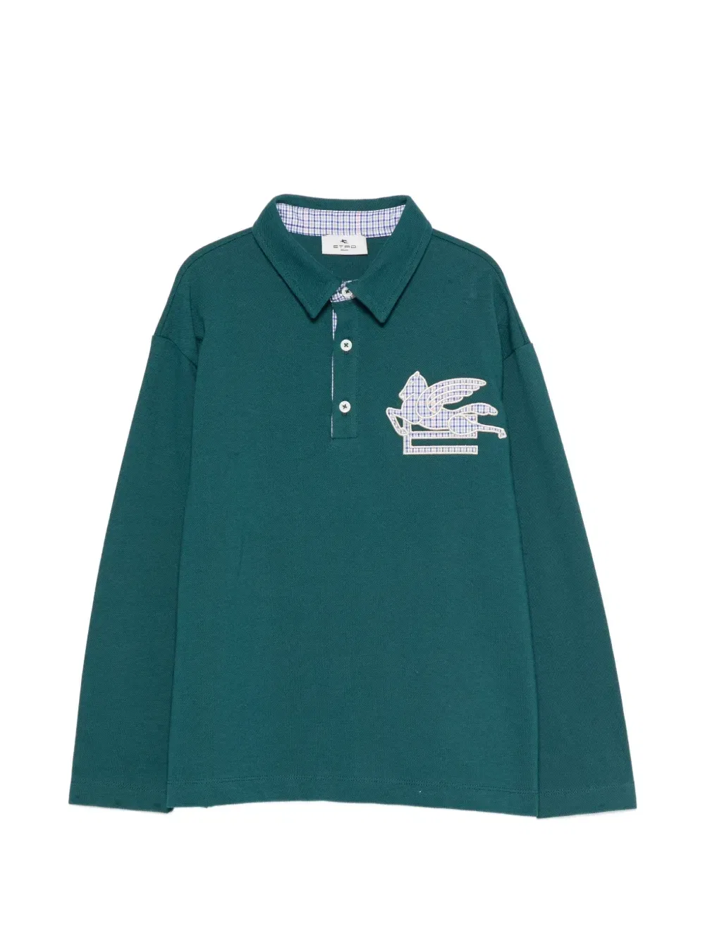 Футболка-поло с нашивкой Pegaso ETRO KIDS, зеленый