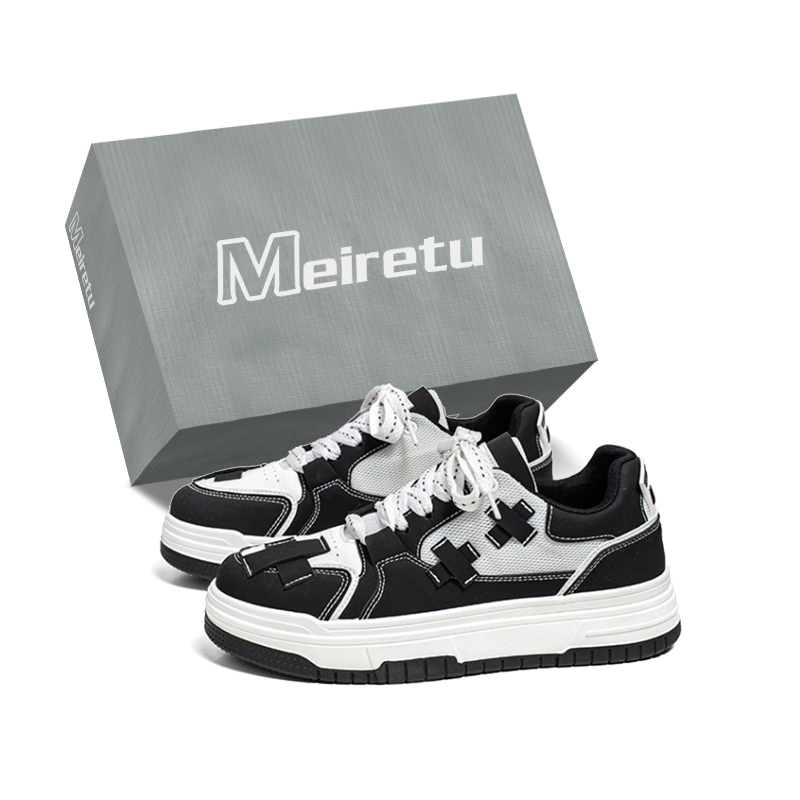 

Нескользящие износостойкие низкие мужские кроссовки Meiretu, White Black (Box)