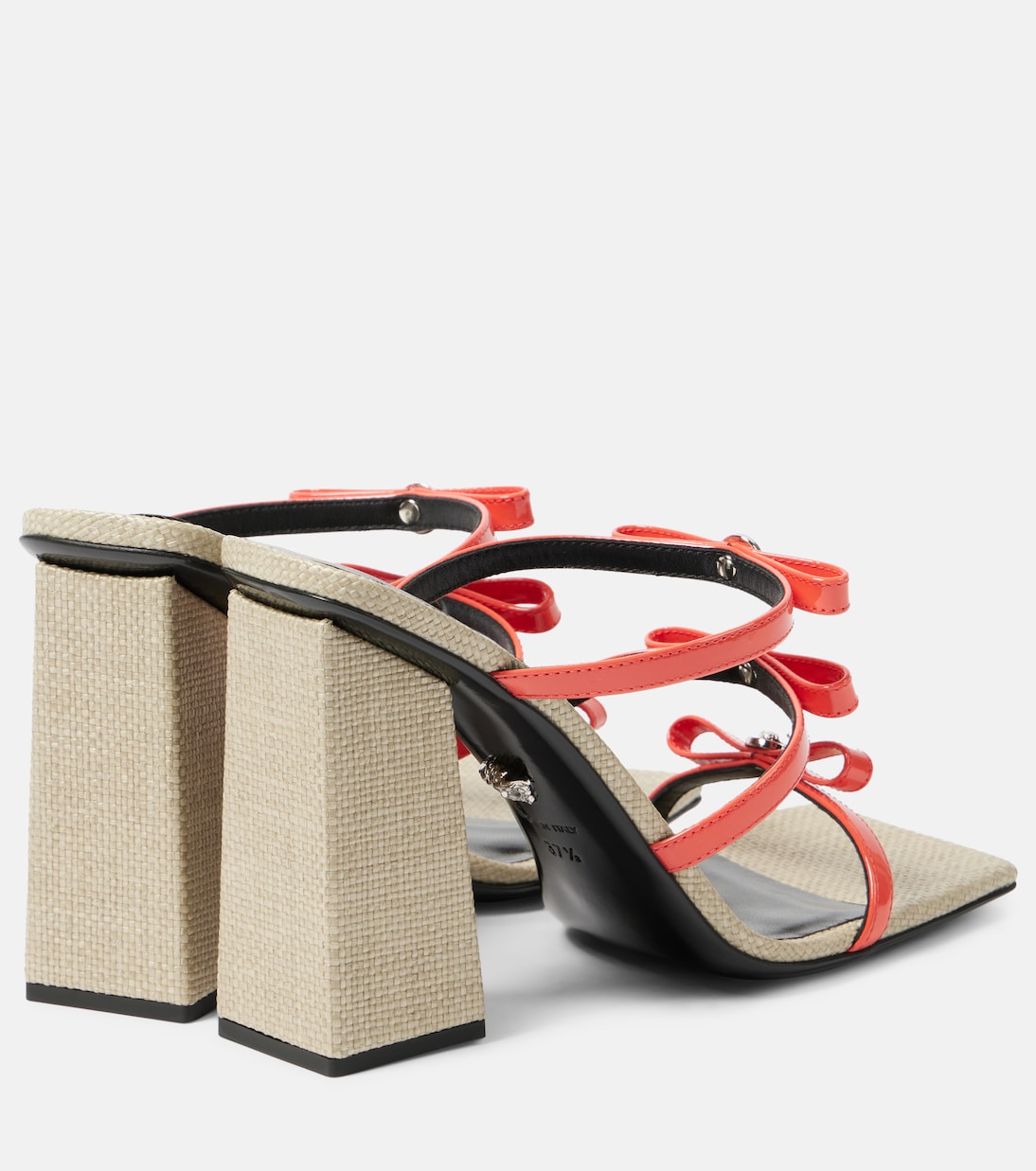 Сандалии кожаные Gianni Ribbon 95 Versace, Coral-Palladium — фото 3