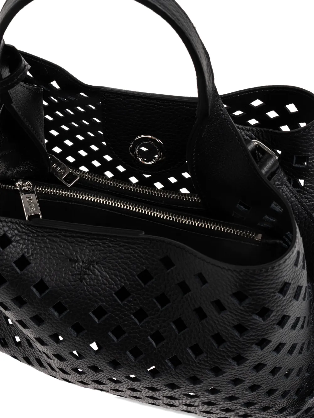 Микро-сумка-тоут Apa из перфорированной кожи Tod'S, черный — фото 4