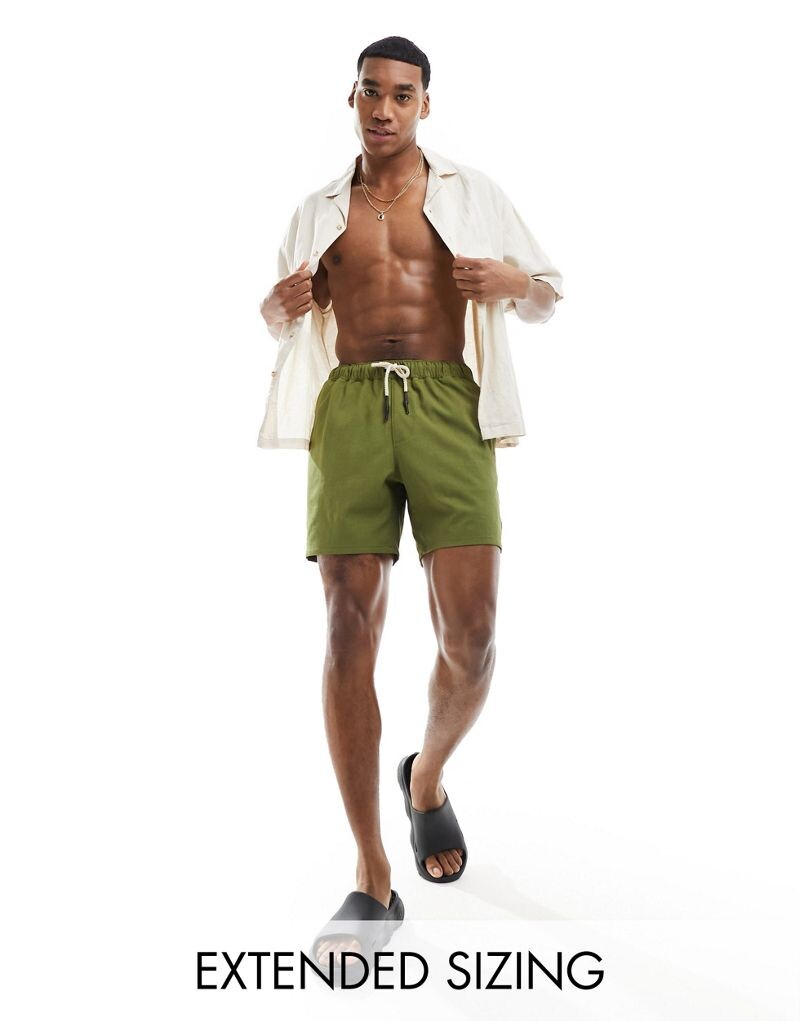 

Зеленые шорты для плавания средней длины со шнурком ASOS DESIGN