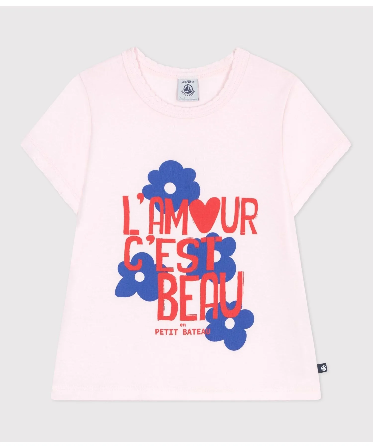 Детская футболка с цветочным принтом PETIT BATEAU светло-розовая