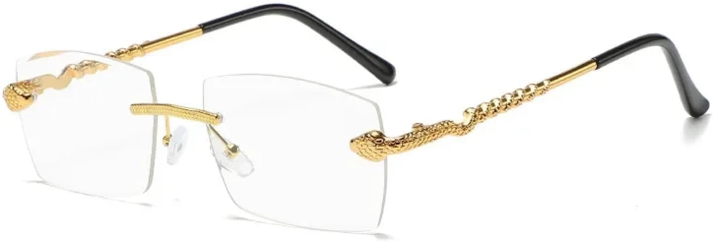 

Солнцезащитные очки Polygon без оправы для женщин в стиле ретро с прозрачными линзами Ocean, солнцезащитные очки для мужчин с защитой от УФ-излучения UV400 TKKTLLT, Gold Transparent