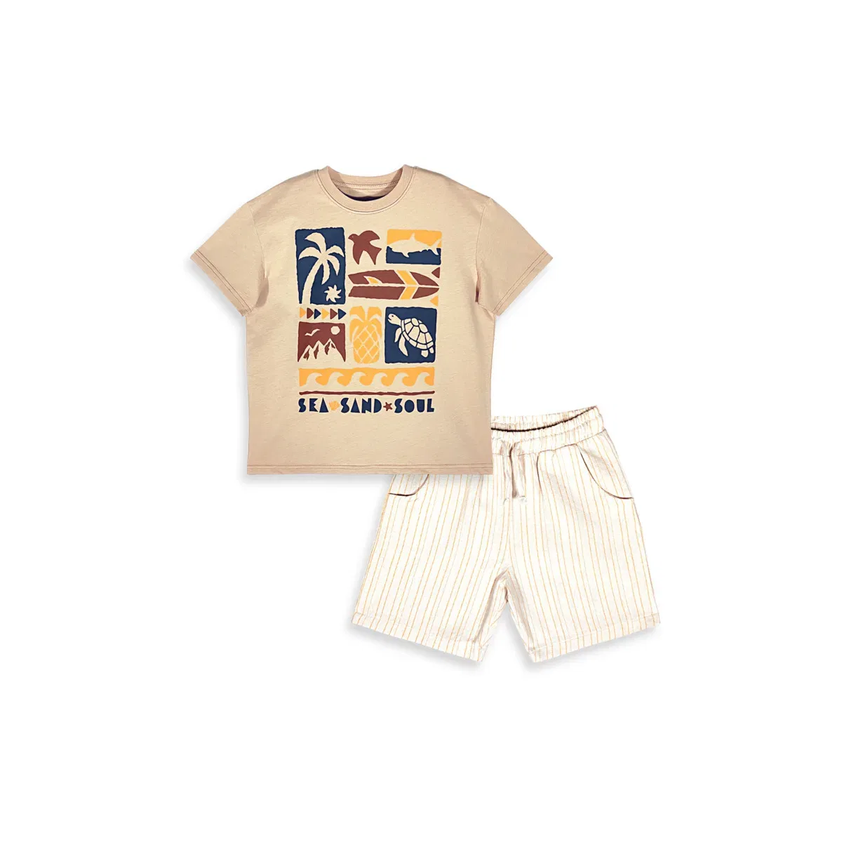 Двухкомпонентный набор Summer Denokids, кремовый/светло-коричневый