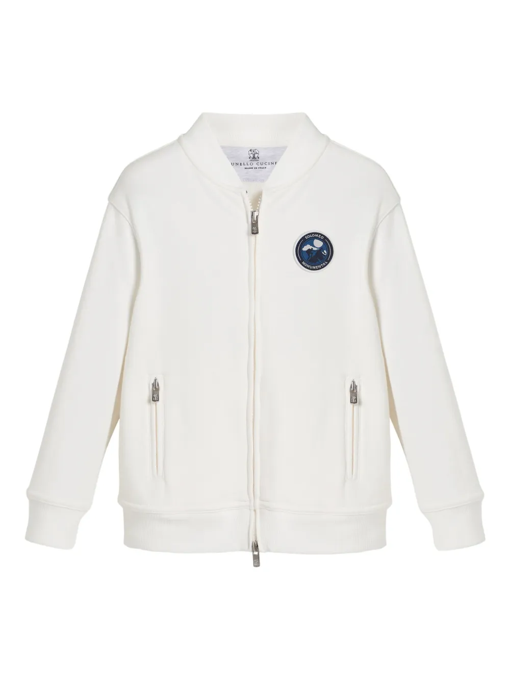 

Бомбер с нашивкой-логотипом Brunello Cucinelli Kids, белый