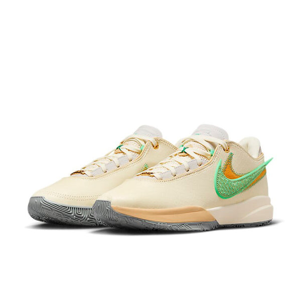 Кроссовки Nike LeBron 20 'FAMU Coconut Milk', цвет coconut milk/electric algae/vivid orange/sesame/mica green/phantom — фото 2